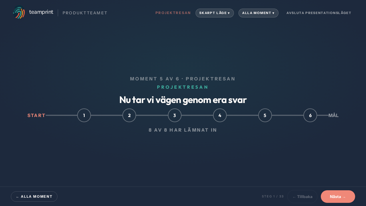 Projektresans storbild med sex etapper från start till mål